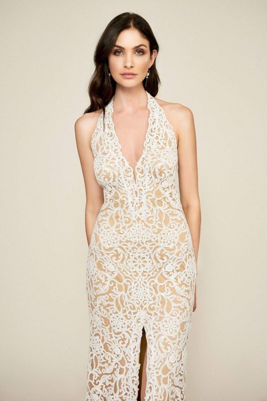 Elanor Sequin Embroidered Halter Wedding Dress AZZ18014LBR