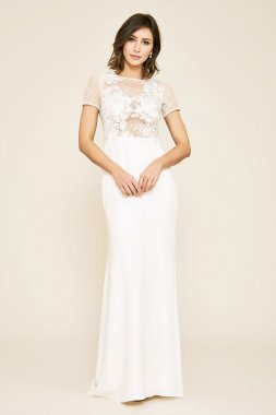 Tanya Rose Lace Crepe Short Sleeve Wedding Dress BAG18038LDB
