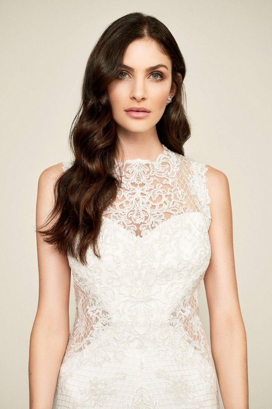 Corded Lace Tank Wedding Dress with Sheer Details BBU18020LBR
