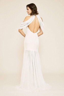 Cold Shoulder Crochet Lace Sheath Wedding Dress BGE19099LBR