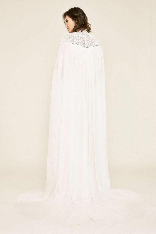 Caspian Lace Wedding Gown with Chiffon Cape BGF19136LBR