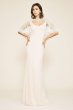 Elbow Sleeve Sheath Wedding Dress with Beading BKV19771LBR