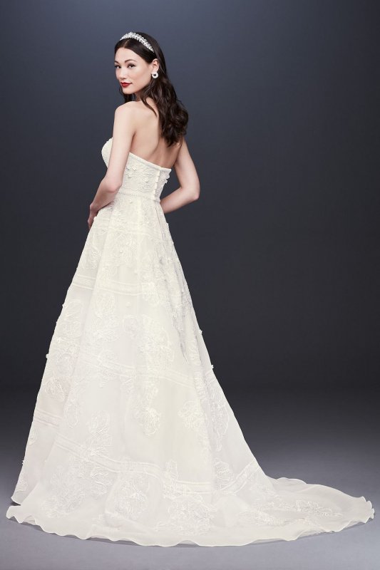 Organza Banded Wedding Dress with Sequin Appliques CWG812