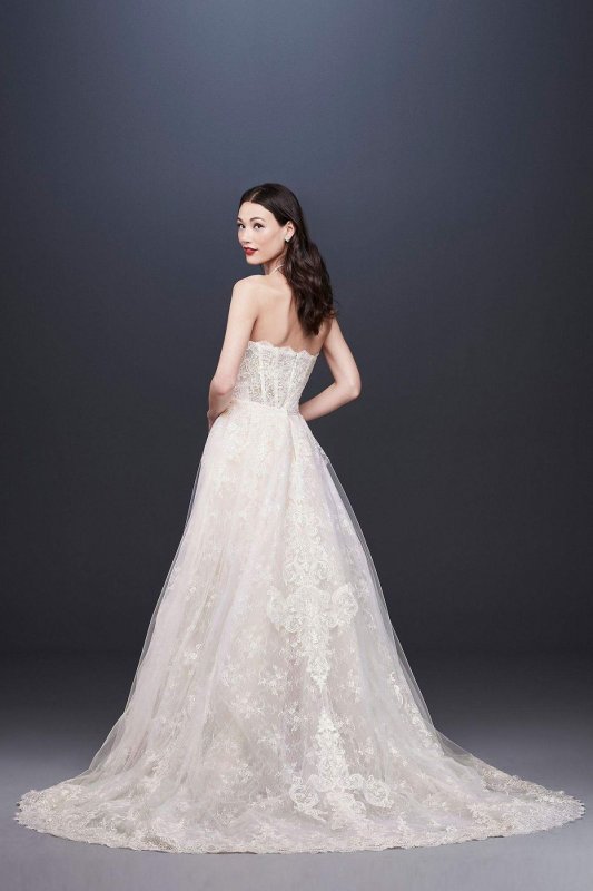 Lace Sheath Wedding Dress with Removable Overskirt CWG816