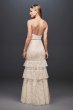 Tiered Lace Sheath Gown with Openwork Insets DS870026