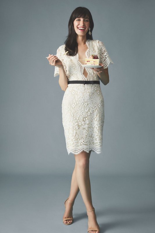 Illusion Lace Shift Dress with Contrast Ribbon DS870029