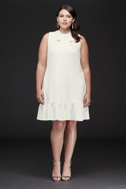 Bow Tie Plus Size Mini Dress with Flounce Hem Betsey Johnson FPK1K21