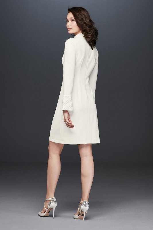 Pearl Mock-Neck Short Dress with Bell-Sleeves Karl Lagerfeld Paris LD7C11S9