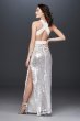 Plunging-V Crossed Back Dress with Sequin Skirt Aidan Mattox MN1E203636
