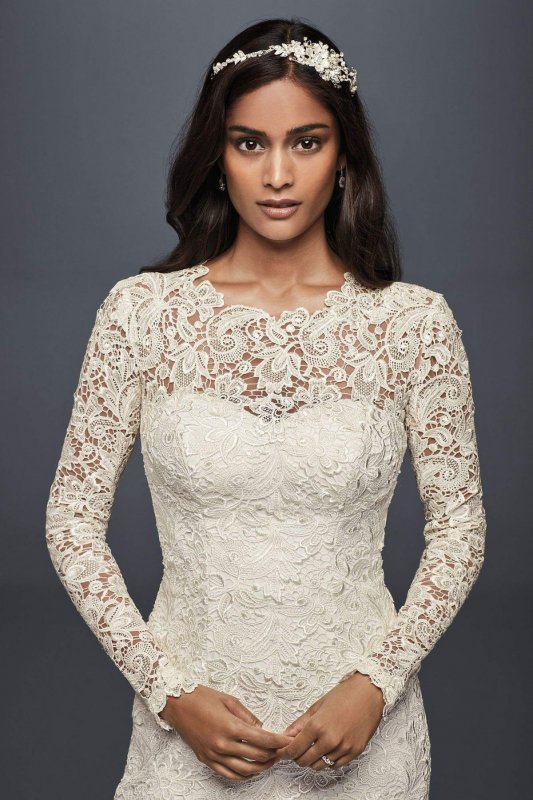 Long Sleeve Lace Wedding Dress with Open Back MS251176