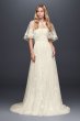 Trailing Floral Lace Wedding Gown with Capelet MS251186