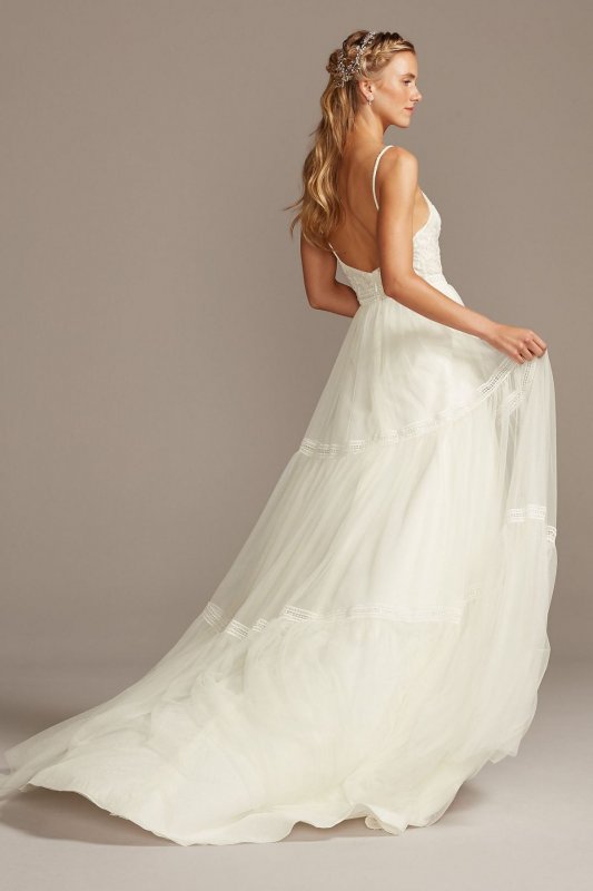 Corset Bodice Tiered Chiffon A-Line Wedding Dress MS251209
