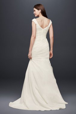 Draped Taffeta V-Neck Wedding Dress with Applique Collection OP1330