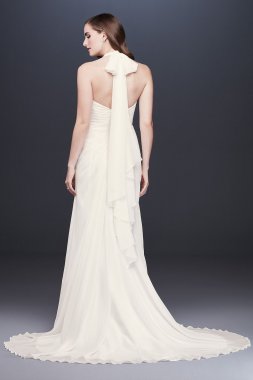 Halter Pleated Sheath Wedding Dress with Applique Collection OP1340