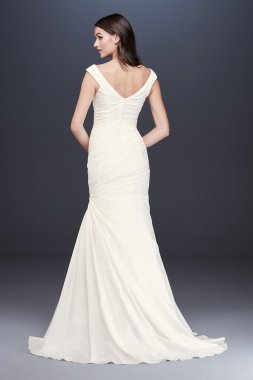 Ruched Taffeta Cap Sleeve Trumpet Wedding Dress Collection OP1341