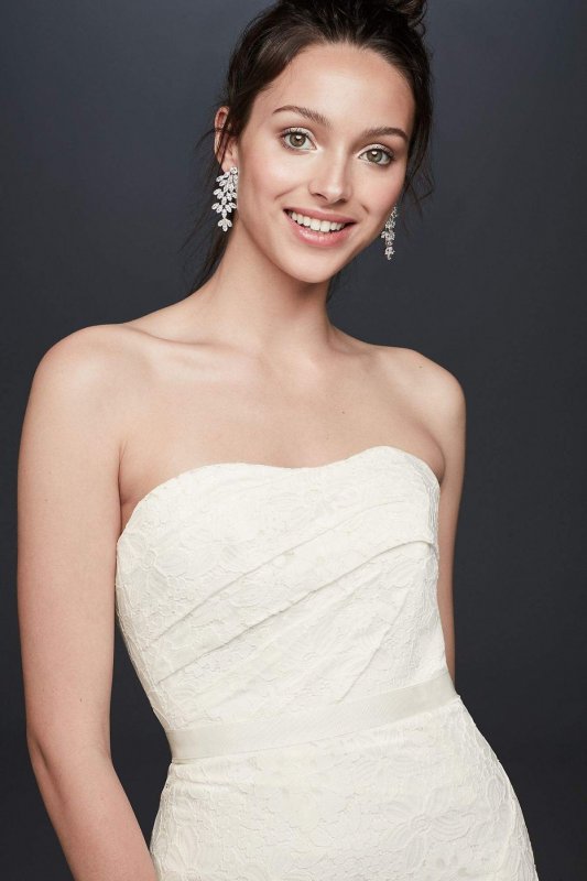 Strapless Floral Crochet Lace Seamed Wedding Dress OP1360