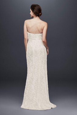 Allover Beaded Lace Sheath Gown with Empire Waist S8551