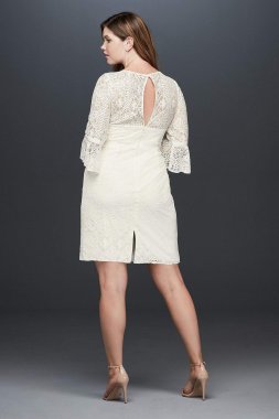 Short Plus Size Lace Dress with Bell Sleeves SDWG0618W