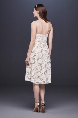 Short Lace Wedding Dress with Illusion Waist SDWG0621