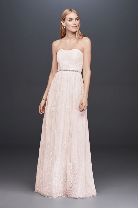 Soft Floral Lace Sheath Gown with Blush Lining SDWG0622