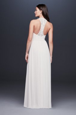 Floral Applique Bead Strap Plus Size Wedding Dress 8CWG879