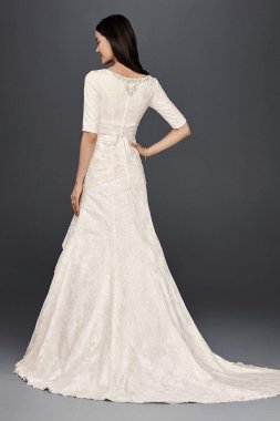 Beaded Trumpet Wedding Dress with 3/4 Sleeves Collection SLYP3344