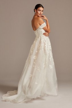 Floral Tulle Wedding Dress with Removable Sleeves SWG834