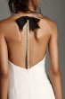Crystal T-Back Stretch Crepe Slip Gown with Ribbon VW351473