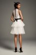 Illusion High-Neck Tiered Tulle Short Dress VW351478