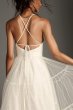 Tulle-Over-Sequin Halter Gown with Peasant Skirt VW351496