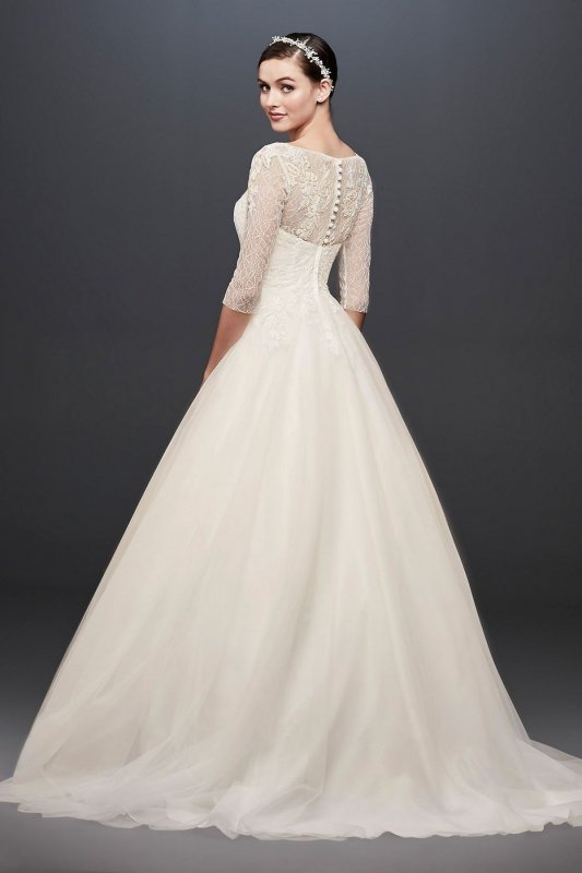 3/4 Sleeve Wedding Dress with Lace and Tulle Skirt Collection WG3742