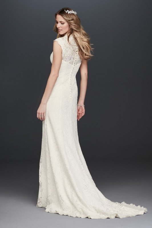 Allover Lace Cap Sleeve Sheath Wedding Dress Collection WG3910