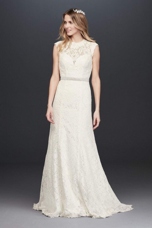 Allover Lace Cap Sleeve Sheath Wedding Dress Collection WG3910