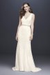 Geometric Lace V-Neck Sheath Wedding Dress WG3924