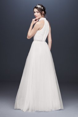 High Neck Illusion Tulle A-Line Wedding Dress WG3960