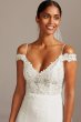 Floral Applique Sheer Bodice Crepe Wedding Dress Collection WG3977