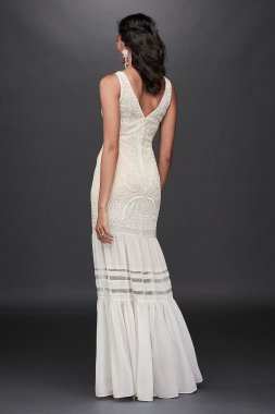 Beaded Chiffon Wedding Dress with Flounce Skirt WGIN59740