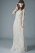 Allover Scroll Beaded Illusion Long Sleeve Gown WGIN718