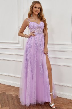 Purple Off the Shoulder Long Prom Dress with Appliques E202283796