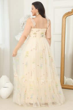 Plus Size Champagne Embroidery Long Prom Dress E202283794
