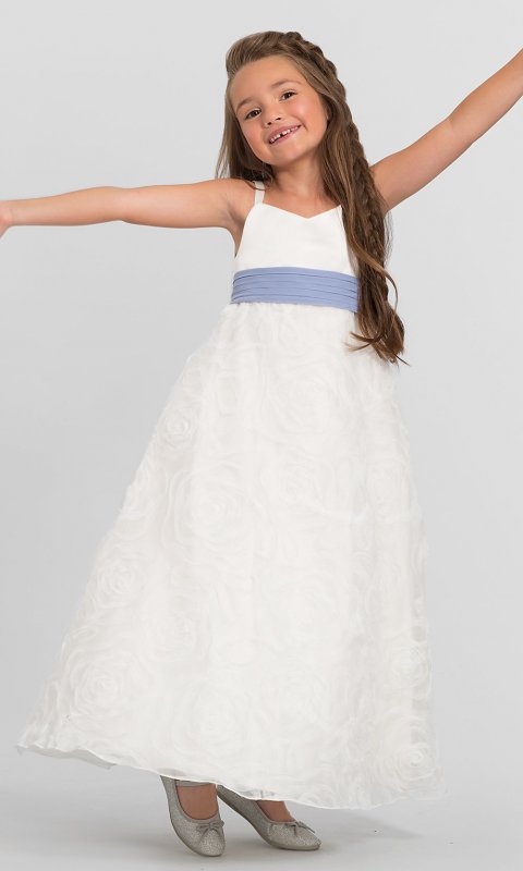 F6117 Rosette Organza Flower-Girl Dress BJ-F6117