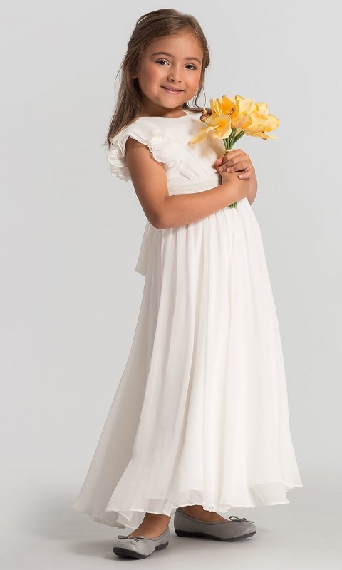 Girl Ivory Flutter-Sleeve Flower Girl Dress DG-FL4038