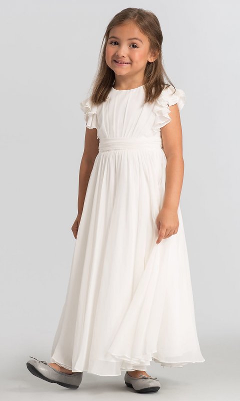 Girl Ivory Flutter-Sleeve Flower Girl Dress DG-FL4038