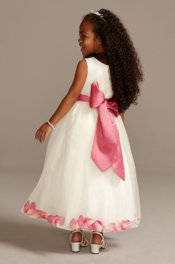 Tulle Skirt Flower Girl Dress with Colored Petals 705OUA