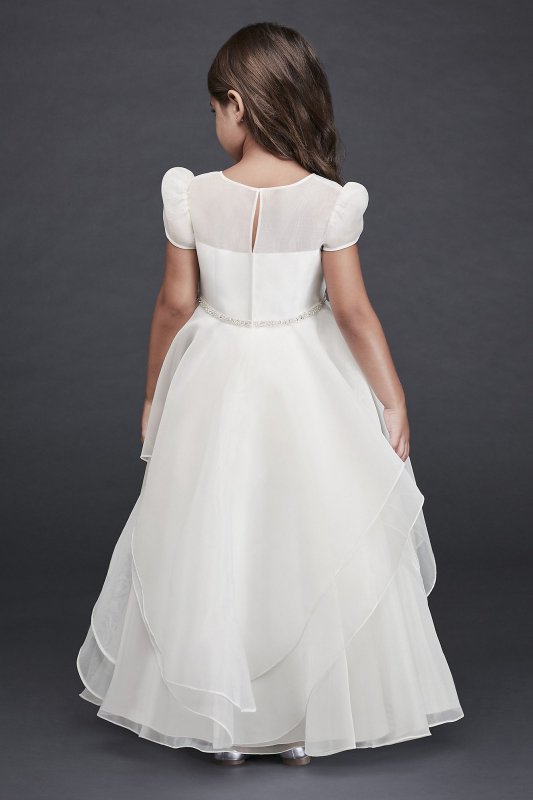 Organza Long Flower Girl Dress with Crystal Belt CR1392