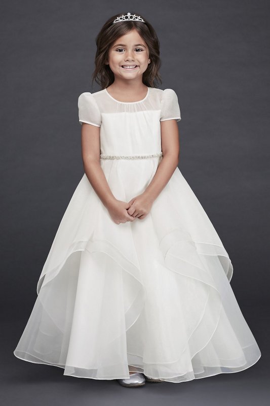 Organza Long Flower Girl Dress with Crystal Belt CR1392