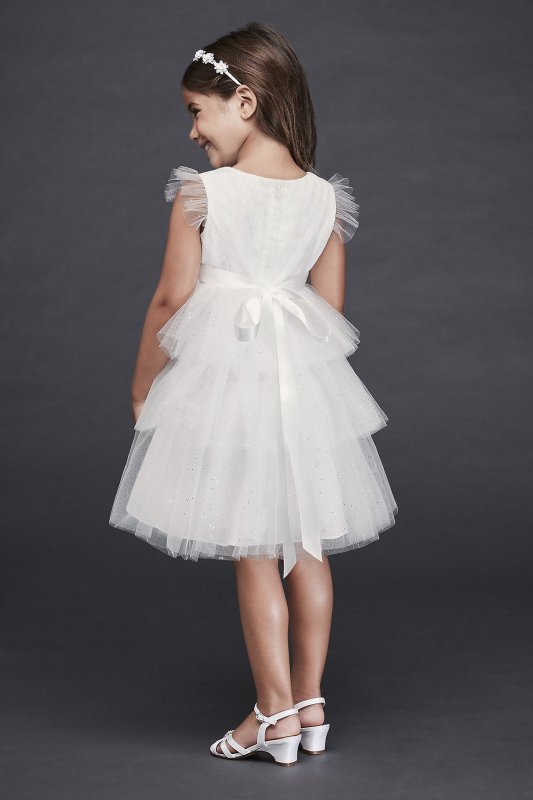 Tiered Sparkle Tulle and Lace Flower Girl Dress CR1395