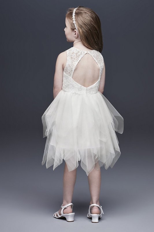 Handkerchief Hem Tulle and Lace Flower Girl Dress CR1396