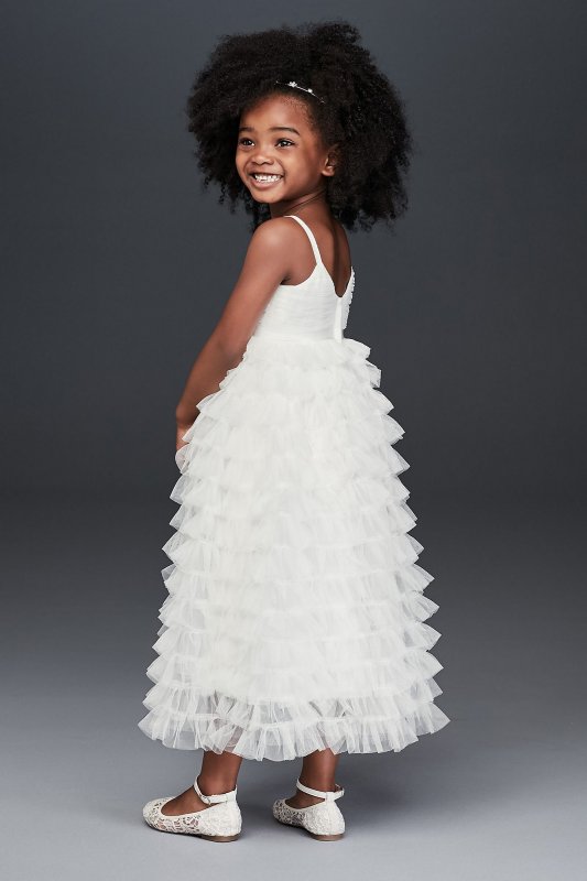 Tiered Tulle Ruffle Skirt Flower Girl Dress CR1401