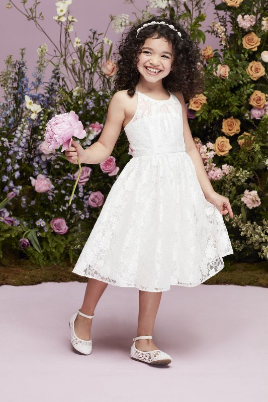 Illusion Lace Tie-Back Halter Flower Girl Dress OP237